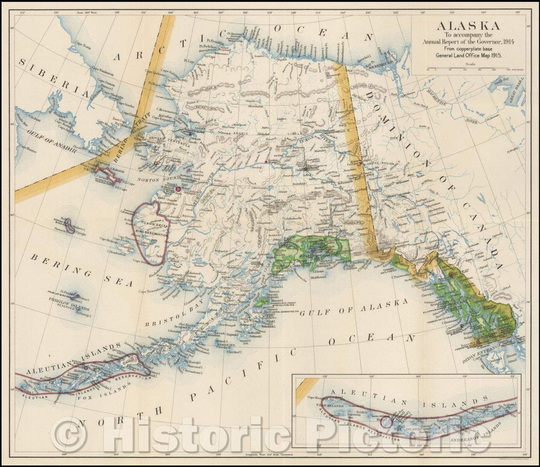 Historic Map - Alaska, 1915, U.S. Geological Survey - Vintage Wall Art