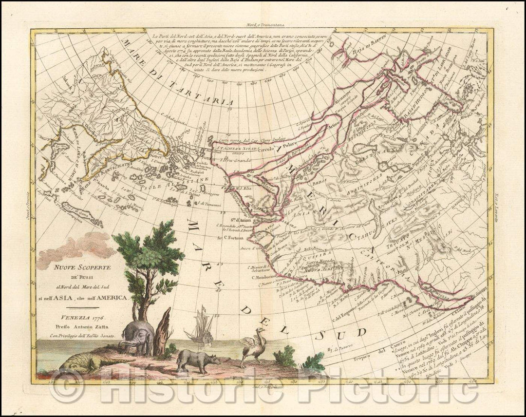 Historic Map - Nuove Scoperte de' Russi al Nord del Mare del Sud si nell'Asia, che nell'America, 1776, Antonio Zatta v8