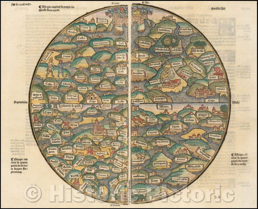 Historic Map - [World Map from Mer des Histoires], 1491, Anonymous - Vintage Wall Art