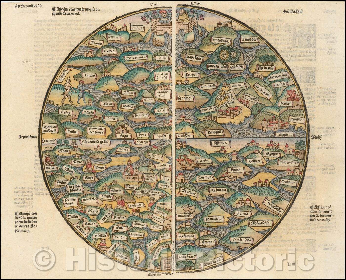 Historic Map - [World Map from Mer des Histoires], 1491, Anonymous - Vintage Wall Art