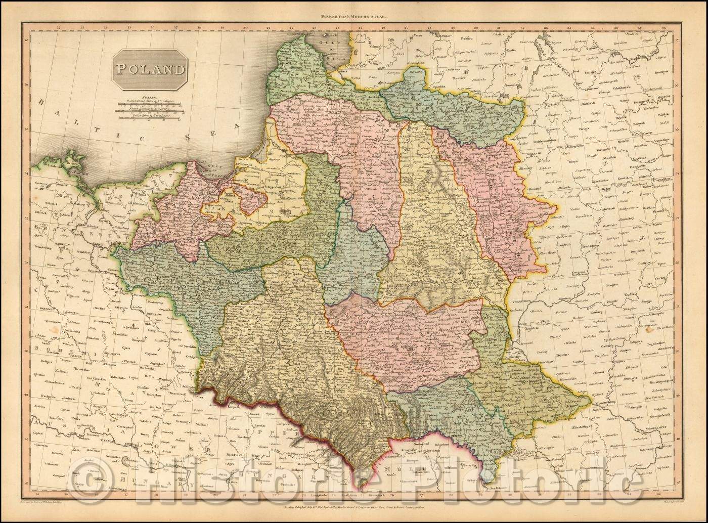 Historic Map - Poland, 1815, John Pinkerton - Vintage Wall Art