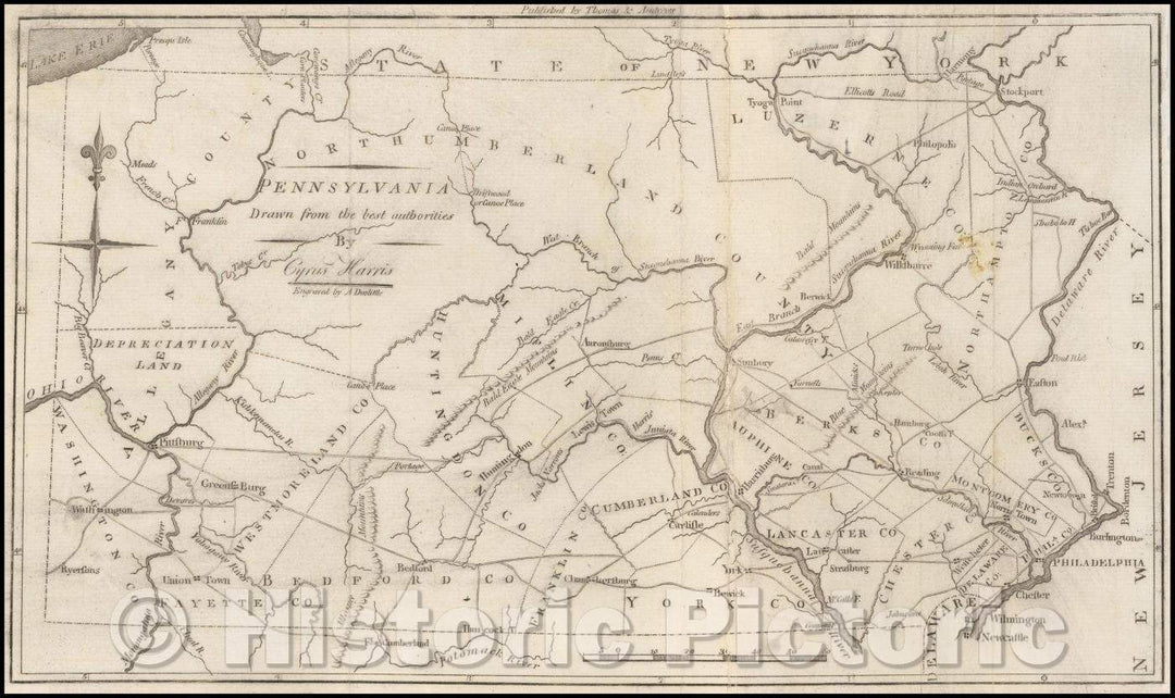 Historic Map - Pennsylvania, 1796, Jedidiah Morse - Vintage Wall Art