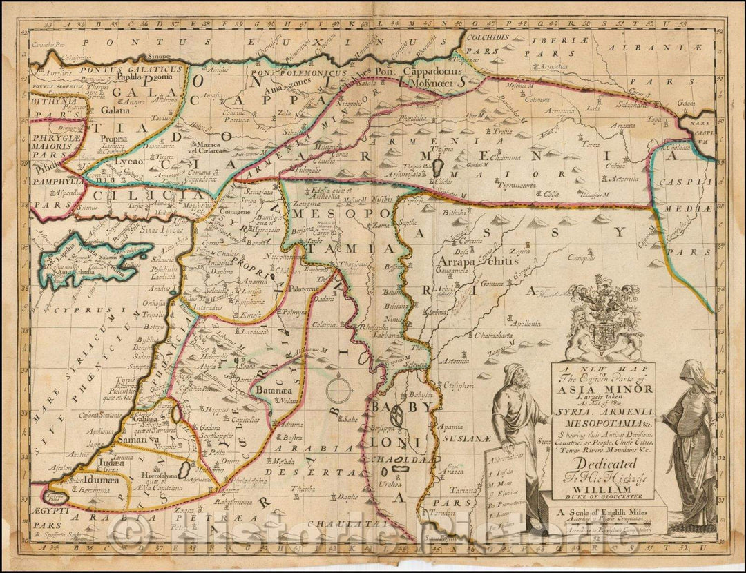 Historic Map - The Eastern Parts of Asia Minor Largely taken as Also of Syria, Armenia, Mesopotamia, 1712, Edward Wells - Vintage Wall Art