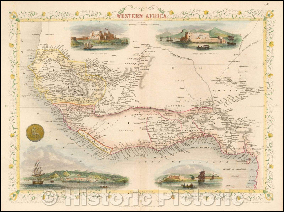 Historic Map - Western Africa, 1851, John Tallis - Vintage Wall Art