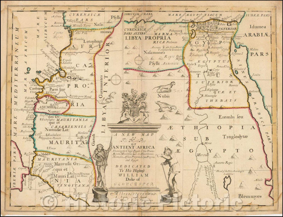 Historic Map - The North Part of Antient Africa Shewing the Chief People, Cities, Towns, Rivers, Mountains &c, 1712, Edward Wells - Vintage Wall Art