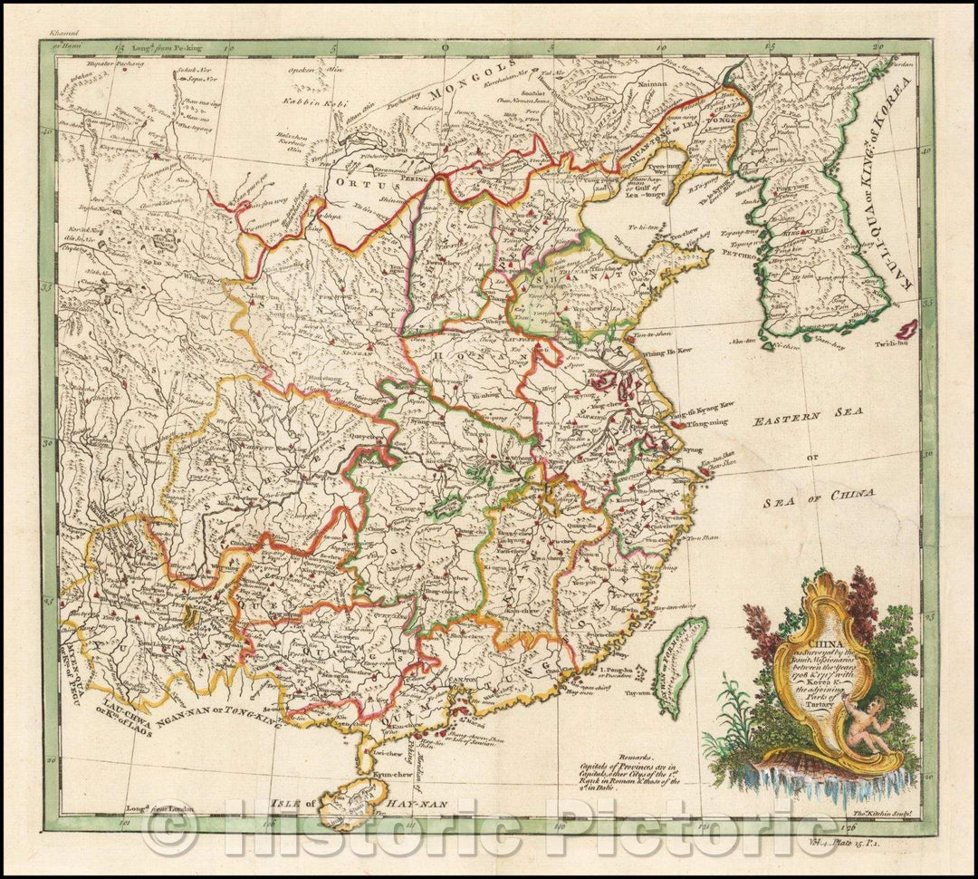 Historic Map - China as Surveyed, 1770, Thomas Kitchin - Vintage Wall Art