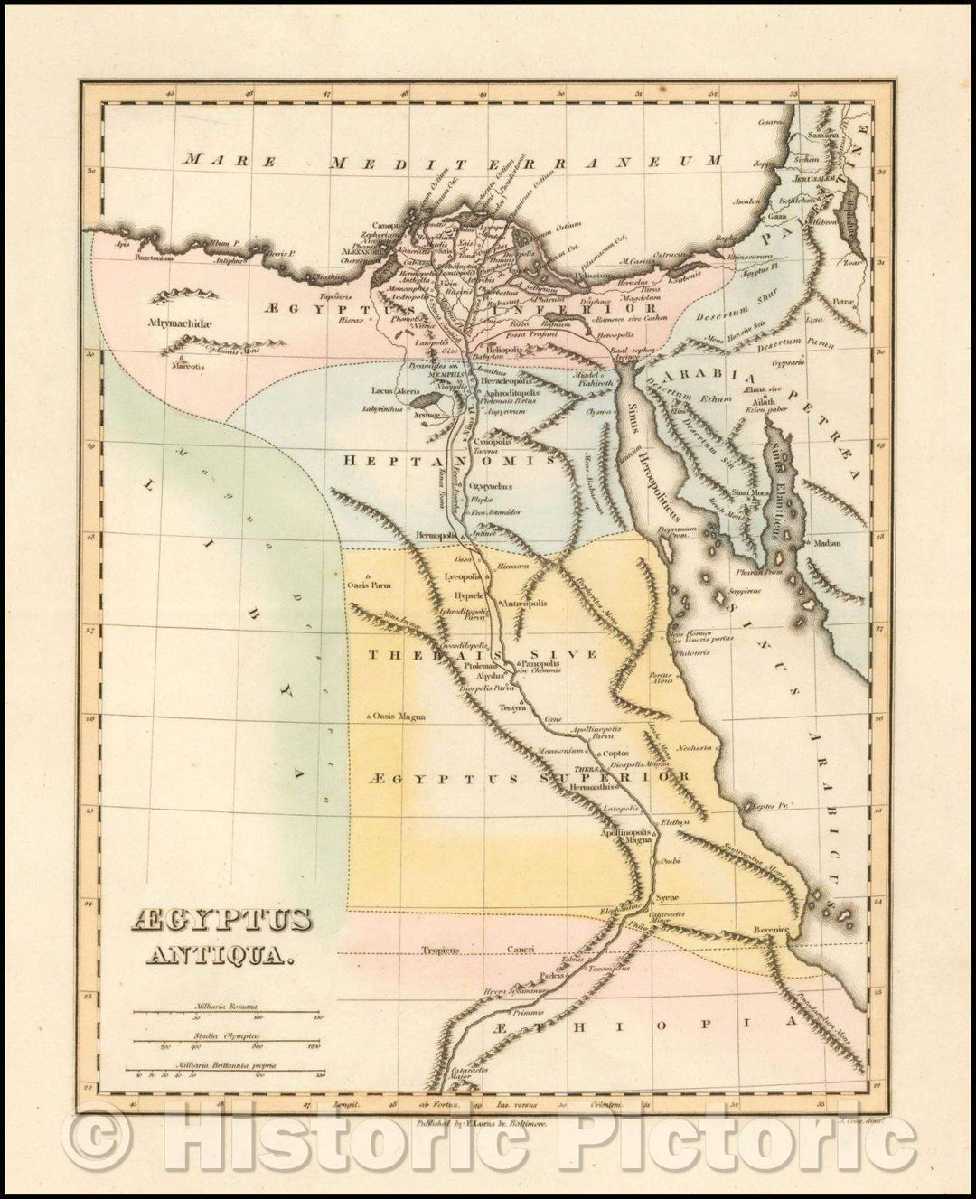 Historic Map - Aegyptus Antiqua, 1823, Fielding Lucas Jr. v1