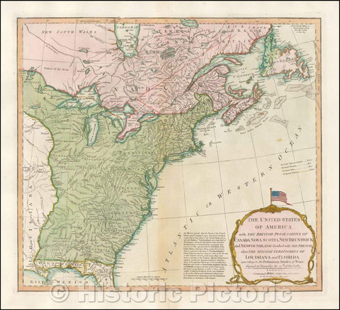Historic Map - The United States of America with Territories of Louisiana and Florida, 1794 v2