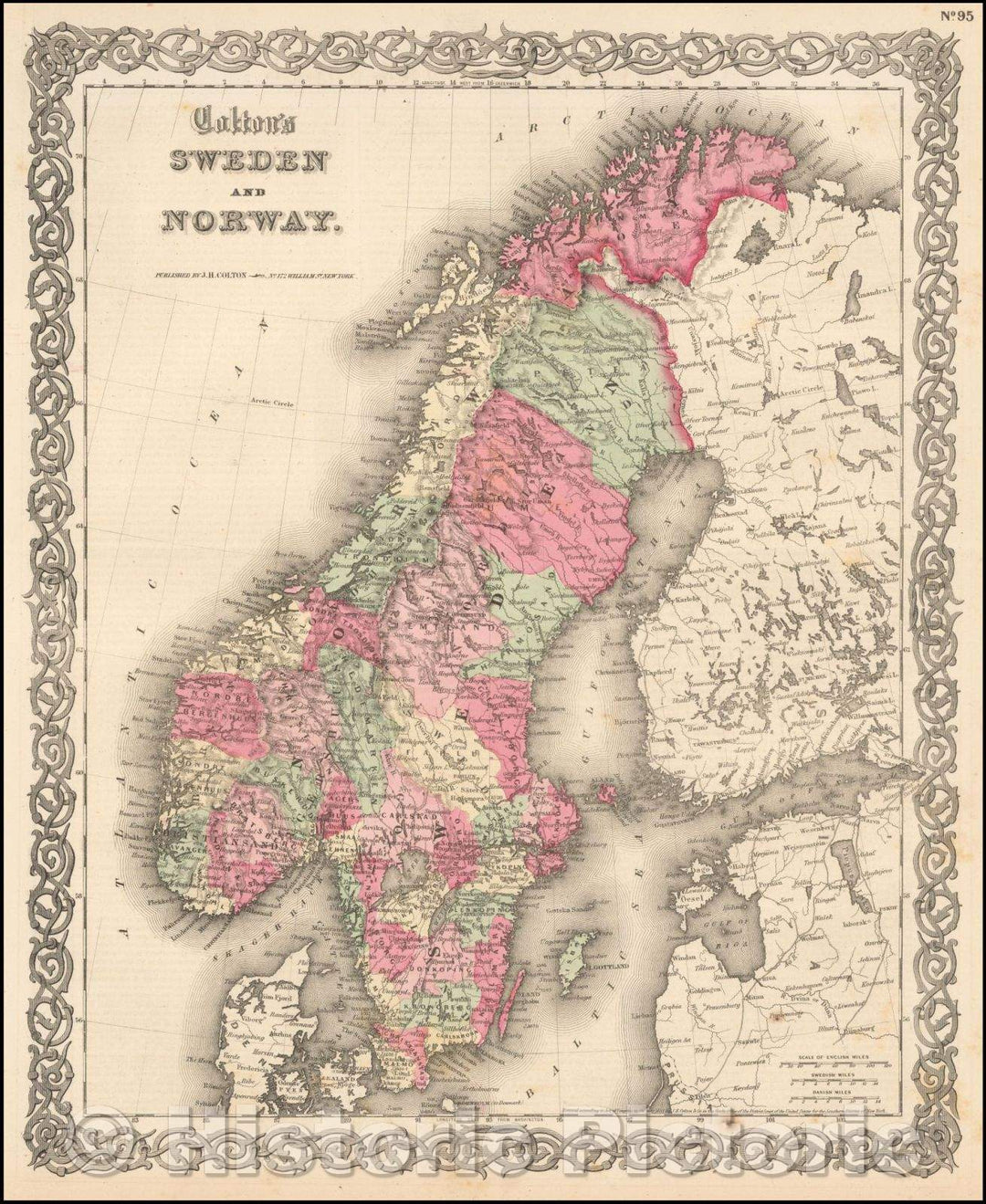 Historic Map - Colton's Sweden and Norway, 1865, Joseph Hutchins Colton - Vintage Wall Art