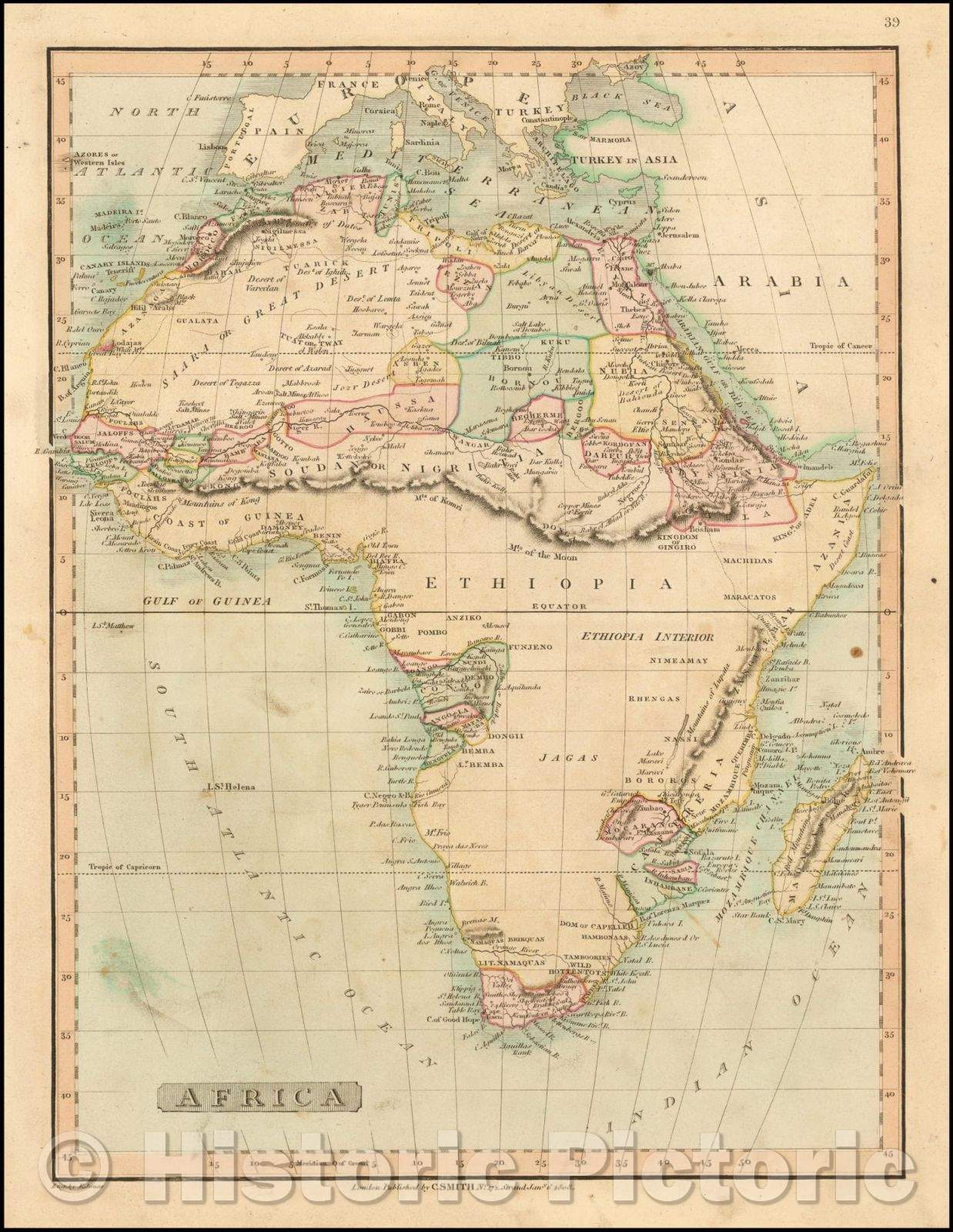 Historic Map - Africa, 1809, Charles Smith - Vintage Wall Art