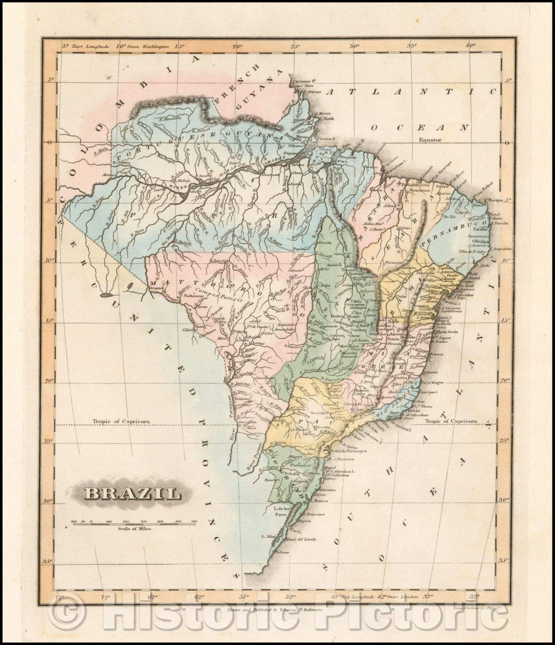 Historic Map - Brazil, 1822, Fielding Lucas Jr. v1