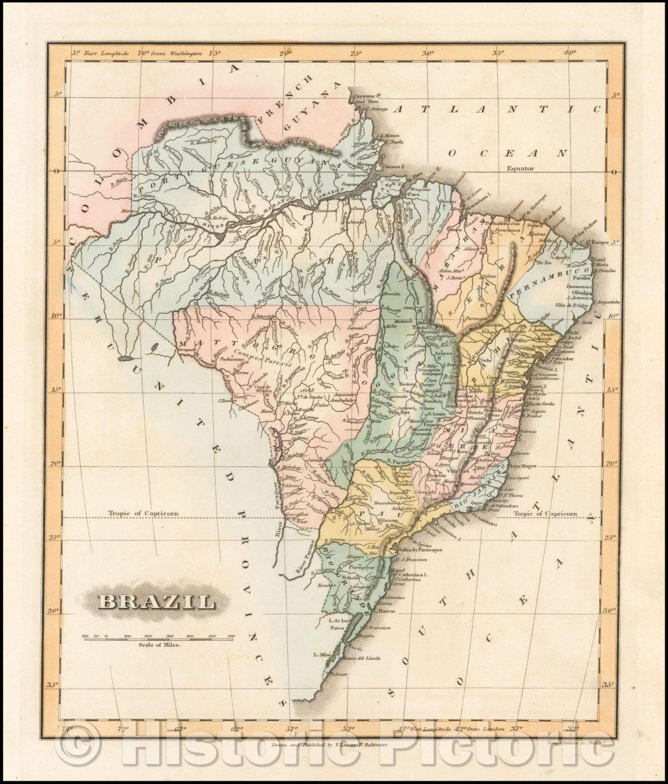 Historic Map - Brazil, 1822, Fielding Lucas Jr. v2