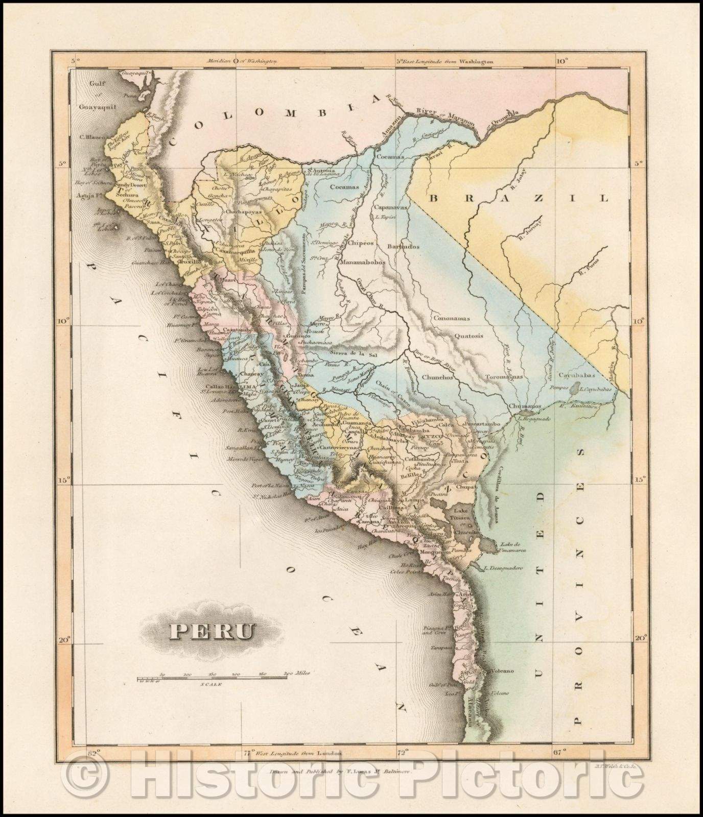 Historic Map - Peru, South America, 1823, Fielding Lucas Jr. v1