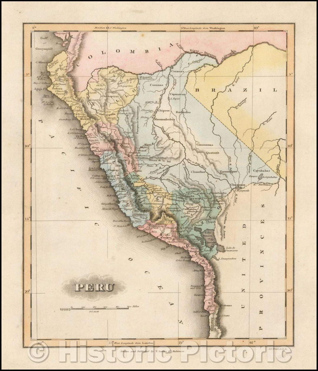 Historic Map - Peru, South America, 1823, Fielding Lucas Jr. v2