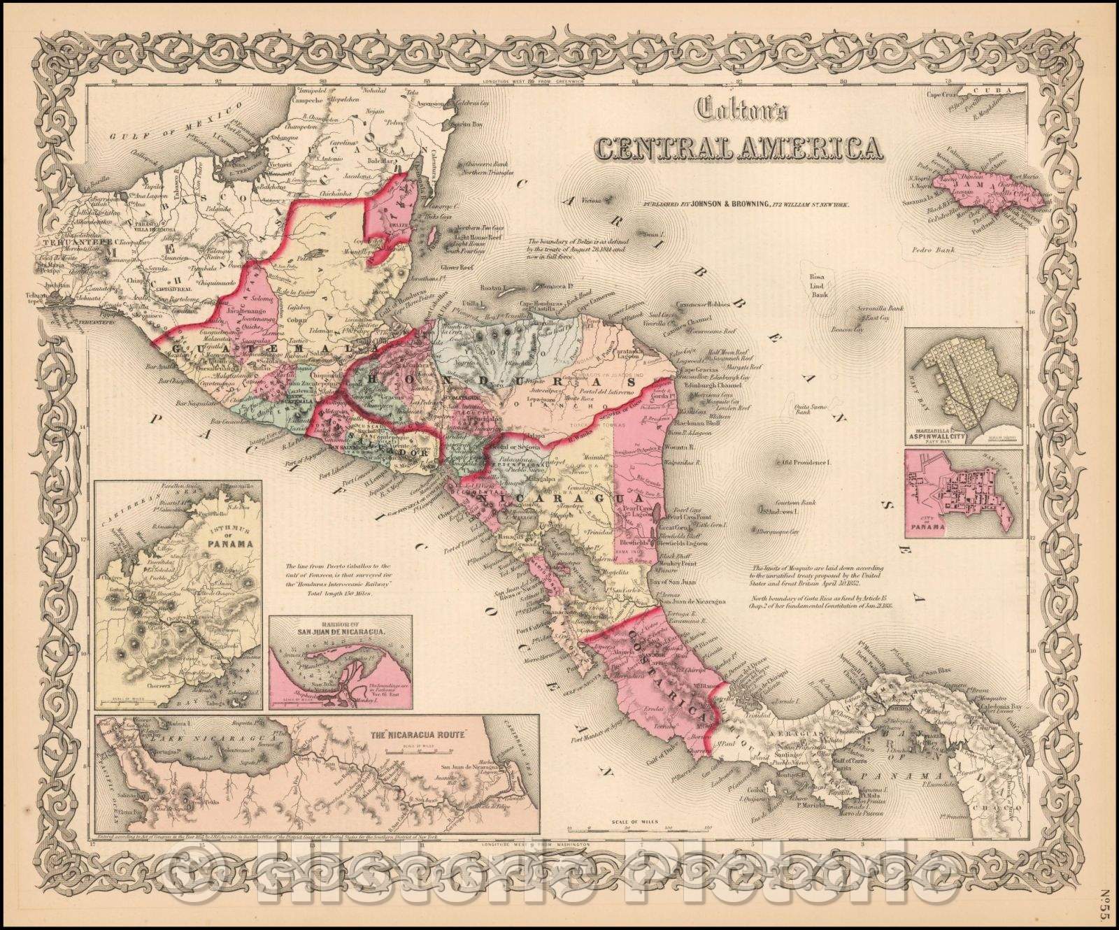 Historic Map - Colton's Central America, 1856, Joseph Hutchins Colton v1