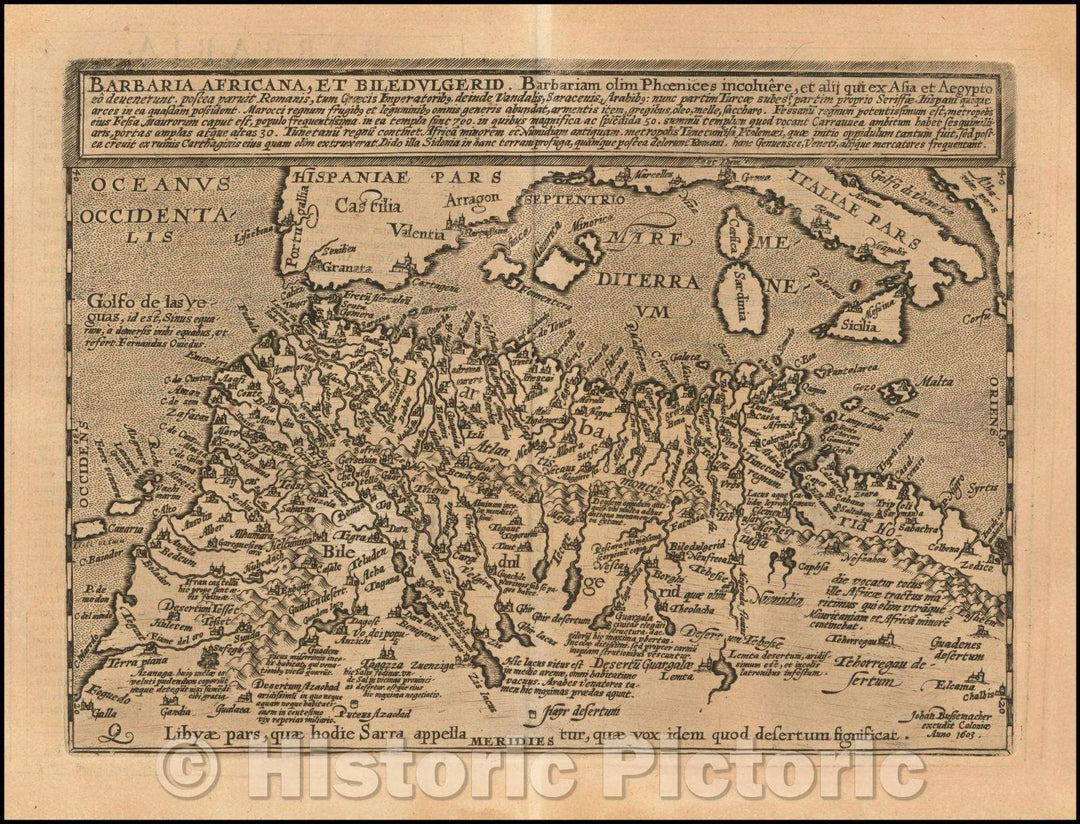 Historic Map - Barbaria, Africana, et Biledulgerid, 1603, Matthias Quad v1