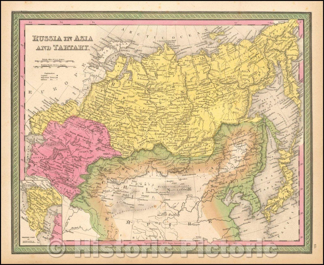 Historic Map - Russia in Asia and Tartary, 1847, Samuel Augustus Mitchell v1