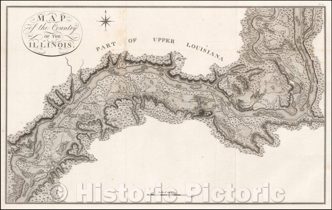 Historic Map - Map of the Country of the Illinois, 1826, Victor George Henri Collot - Vintage Wall Art