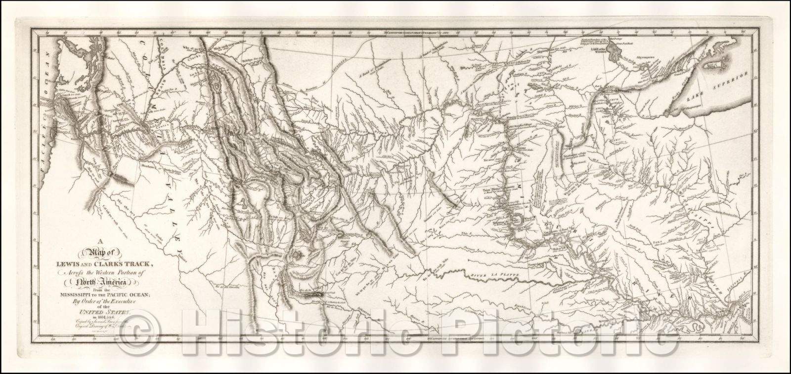 Historic Map - A Map of Lewis and Clark's Track, Across the Western Portion of North America, from the Mississippi to the Pacific Ocean, 1814, William Clark - Vintage Wall Art