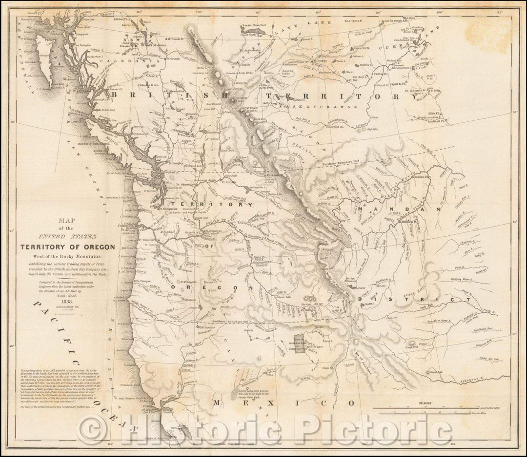 Historic Map - Map of the United States Territory of Oregon West of the Rocky Mountains, 1838, Washington Hood v1