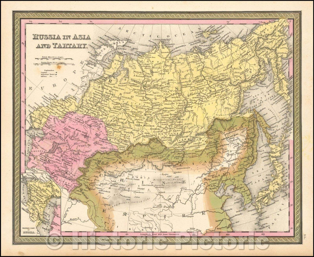 Historic Map - Russia in Asia and Tartary, 1847, Samuel Augustus Mitchell v2