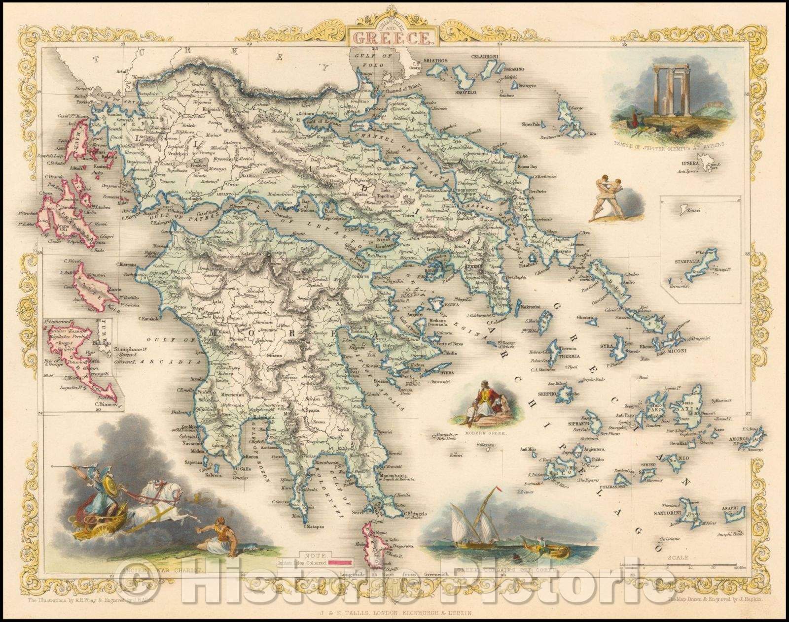 Historic Map - Ionian Isles and Greece, 1851, John Tallis v1