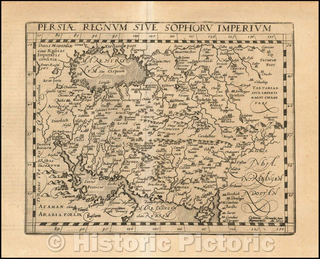 Historic Map - Persiae Regnum Sive Sophoru Imperium, 1600, Matthias Quad v2