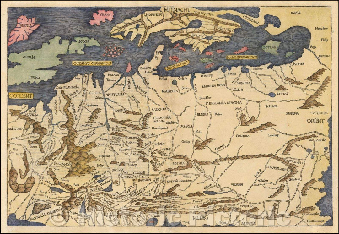 Historic Map - Central & Northern Europe, 1493, Hartmann Schedel v1