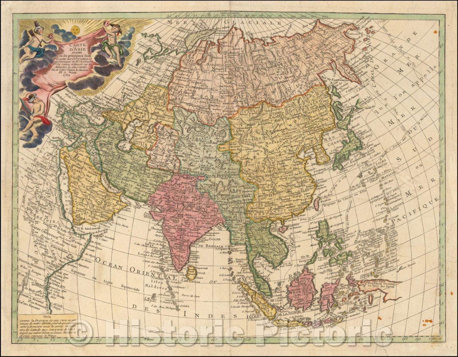 Historic Map - Carte D'Asie Divisee en ses principaux Etats Assujettie aux Observations/Map of Asia Showing the Sea of Korea (Mer de Coree), 1787 - Vintage Wall Art