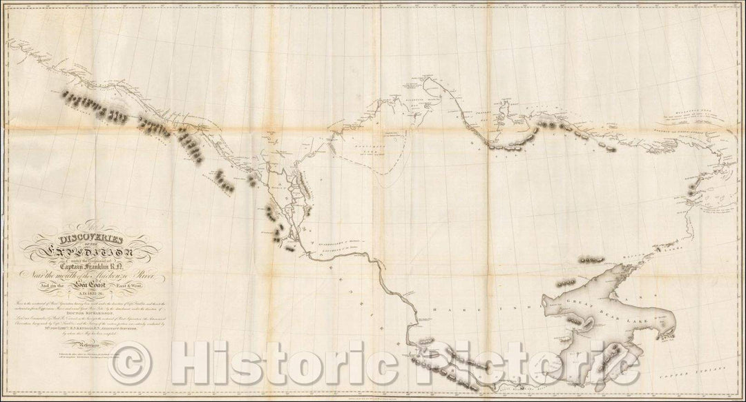 Historic Map - The Discoveries of the Expedition under the Command of Capt. Franklin R.N. near the Mouth of the Mackenzie River, and on the Sea Coast East, 1828 v2