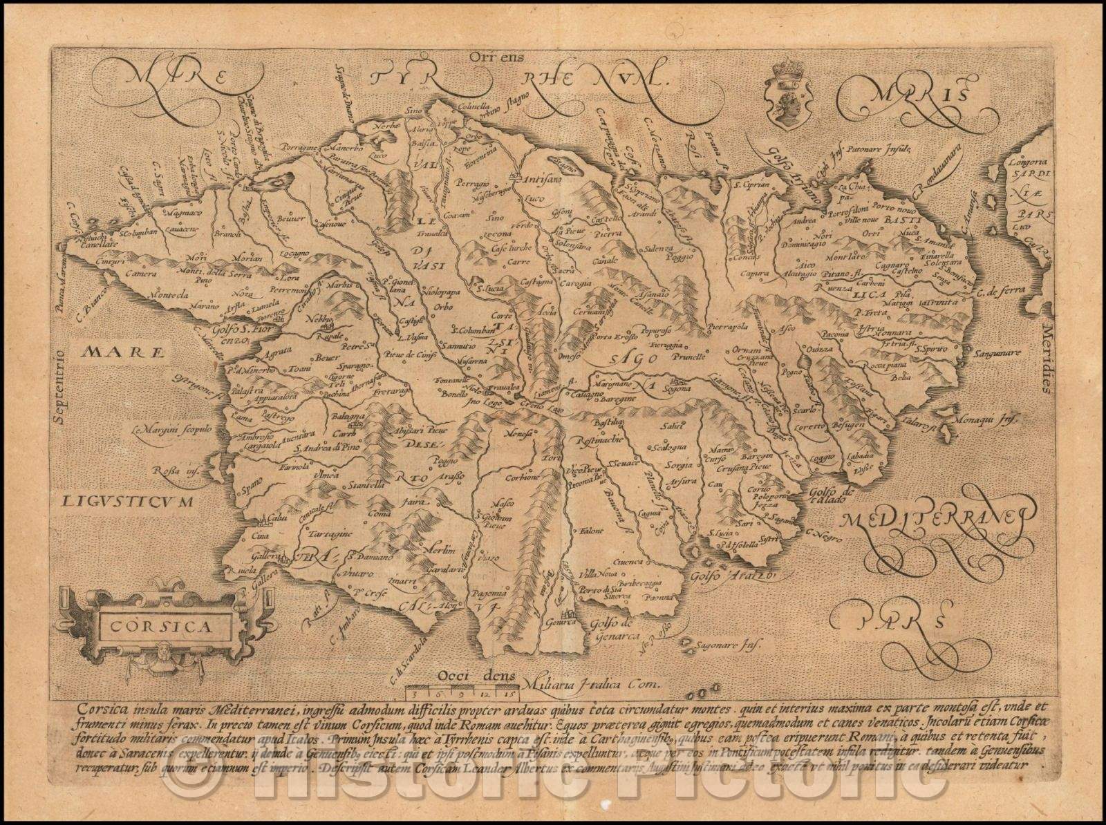 Historic Map - Corsica, 1594, Matthias Quad - Vintage Wall Art