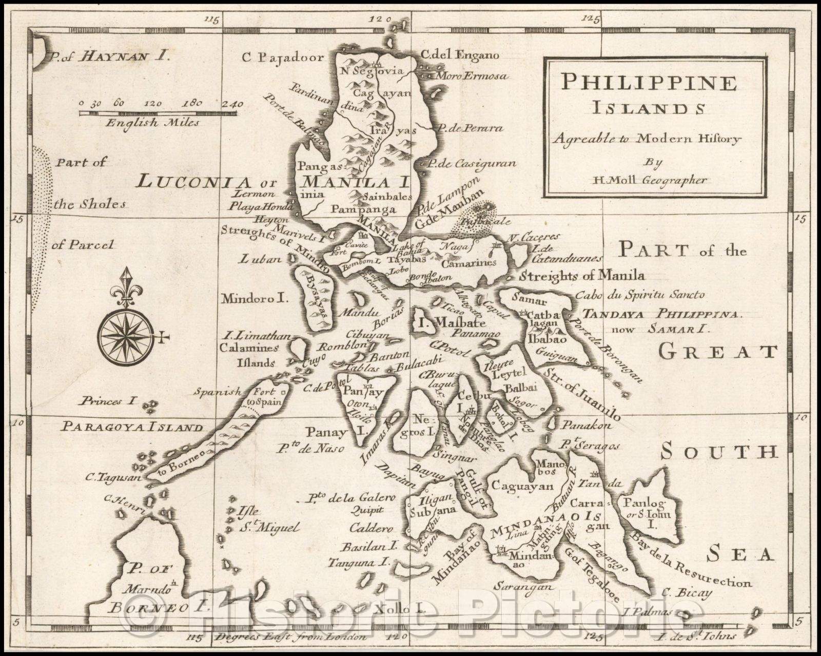 Historic Map - The Philippine Islands. Agreeable to Modern History, 1708, Herman Moll - Vintage Wall Art