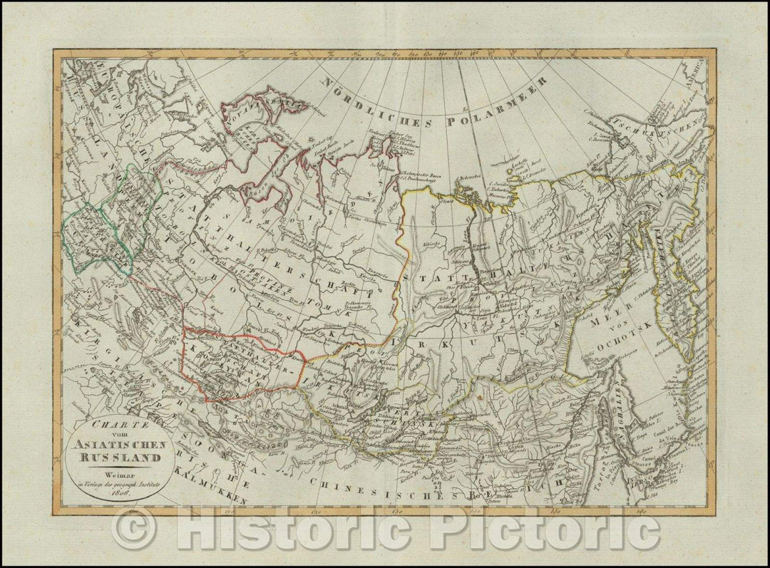 Historic Map - Charte Asiatischen Russland/Map of Russian Asia, published in Weimar in 1806, 1806, Weimar Geographische Institut - Vintage Wall Art