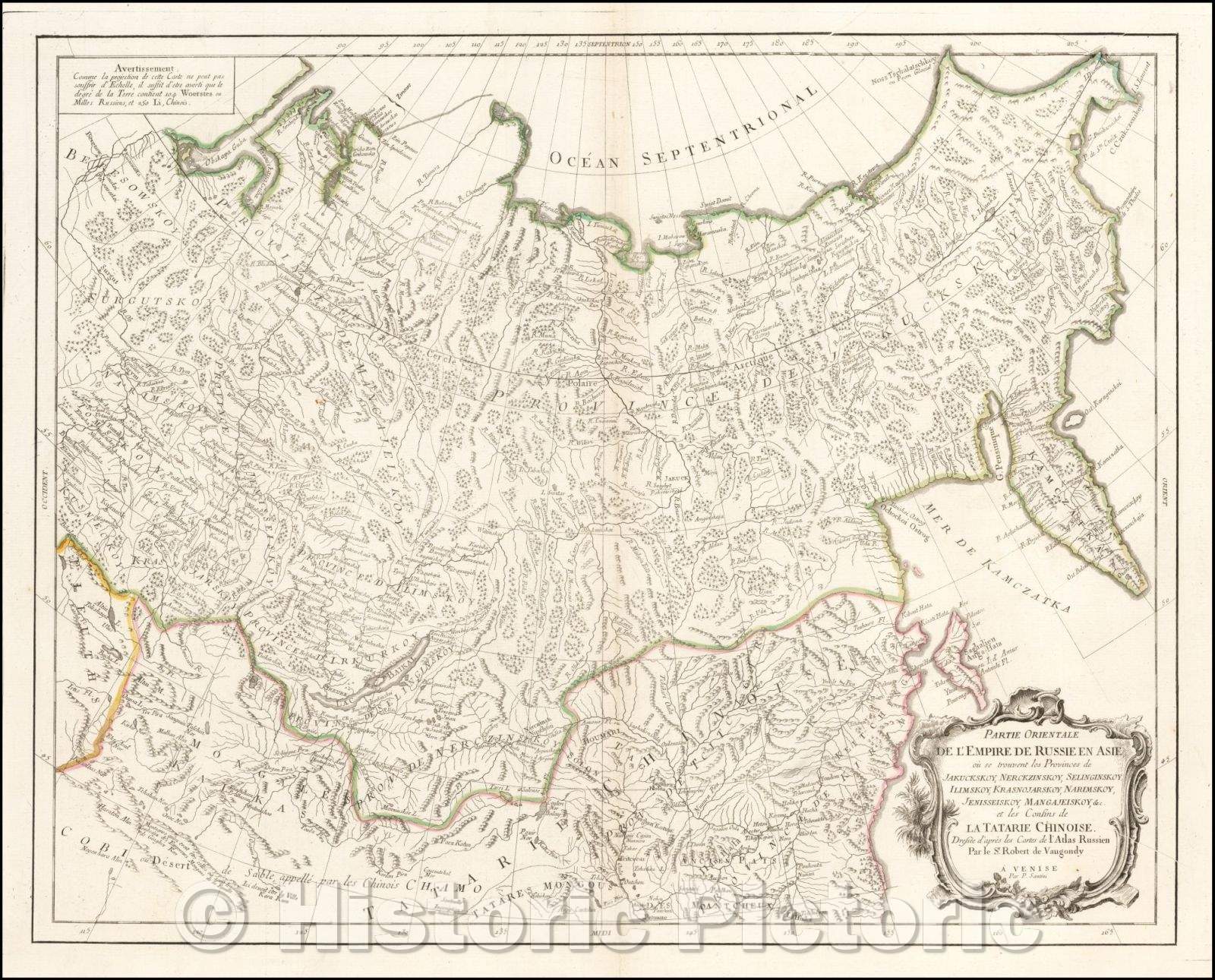 Historic Map - Partie Orientale De L'Empire De Russie En Asie/Eastern Part Of The Empire Of Russia In Asia Provinces Jakuckskoy, Nerc, 1779, Paolo Santini - Vintage Wall Art