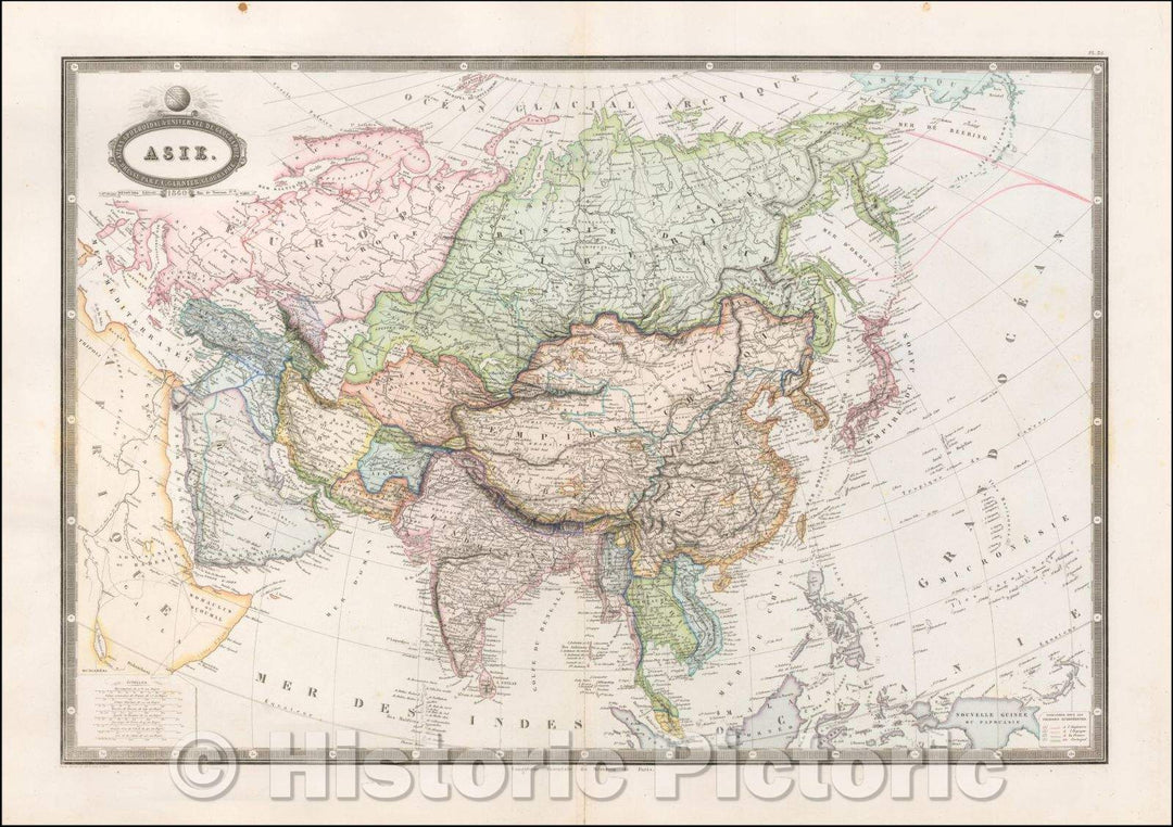 Historic Map - Asia, 1860, F.A. Garnier - Vintage Wall Art