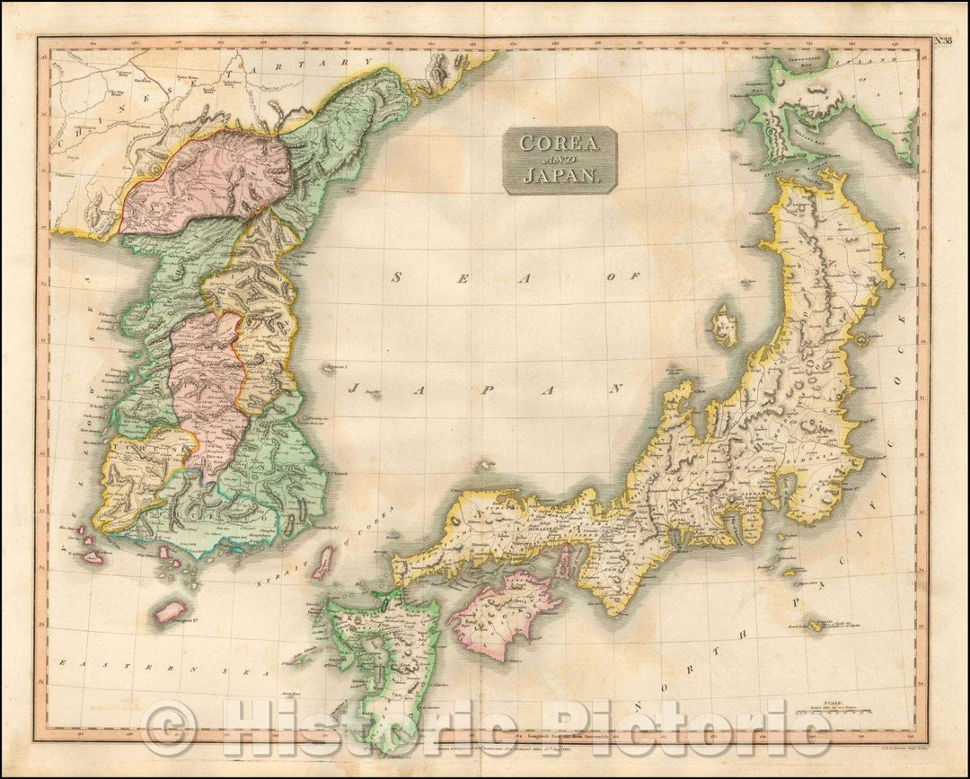 Historic Map - Corea and Japan, 1815, John Thomson - Vintage Wall Art