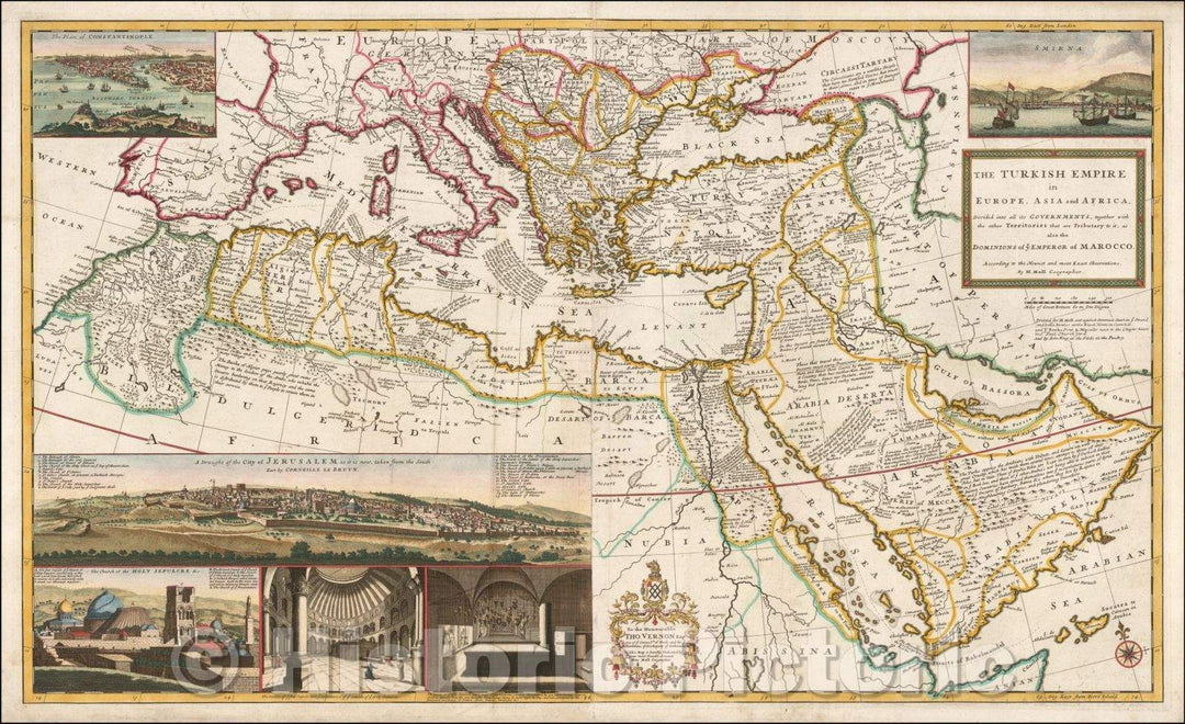 Historic Map - The Turkish Empire in Europe, Asia and Africa, Dividid into all its Governments, together with the other Territories that are Tributary to it, 1730 - Vintage Wall Art