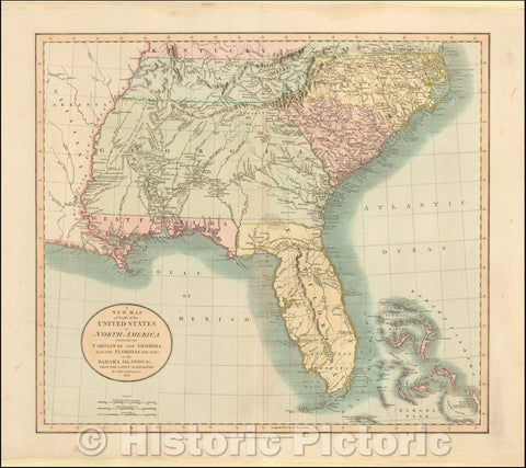 Historic Map - A New of Part of the United States of North America Containing The Carolinas And Georgia. Also The Floridas And Part Of The Bahama Islands, 1806 v1