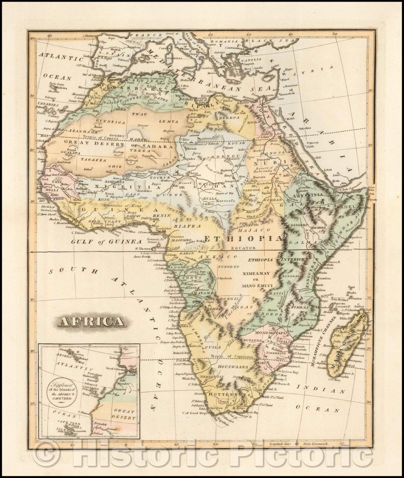 Historic Map - Africa, 1823, Fielding Lucas Jr. v1