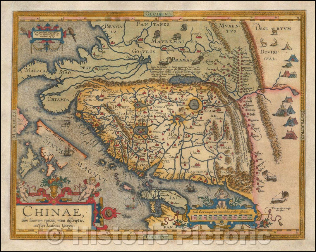 Historic Map - Chinae, olim Sinarum regionis nova descriptio auctore Ludovico Georgio, 1595, Abraham Ortelius v1