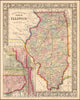 Historic Map - County Map of the State of Illinois, 1865, Samuel Augustus Mitchell Jr. - Vintage Wall Art