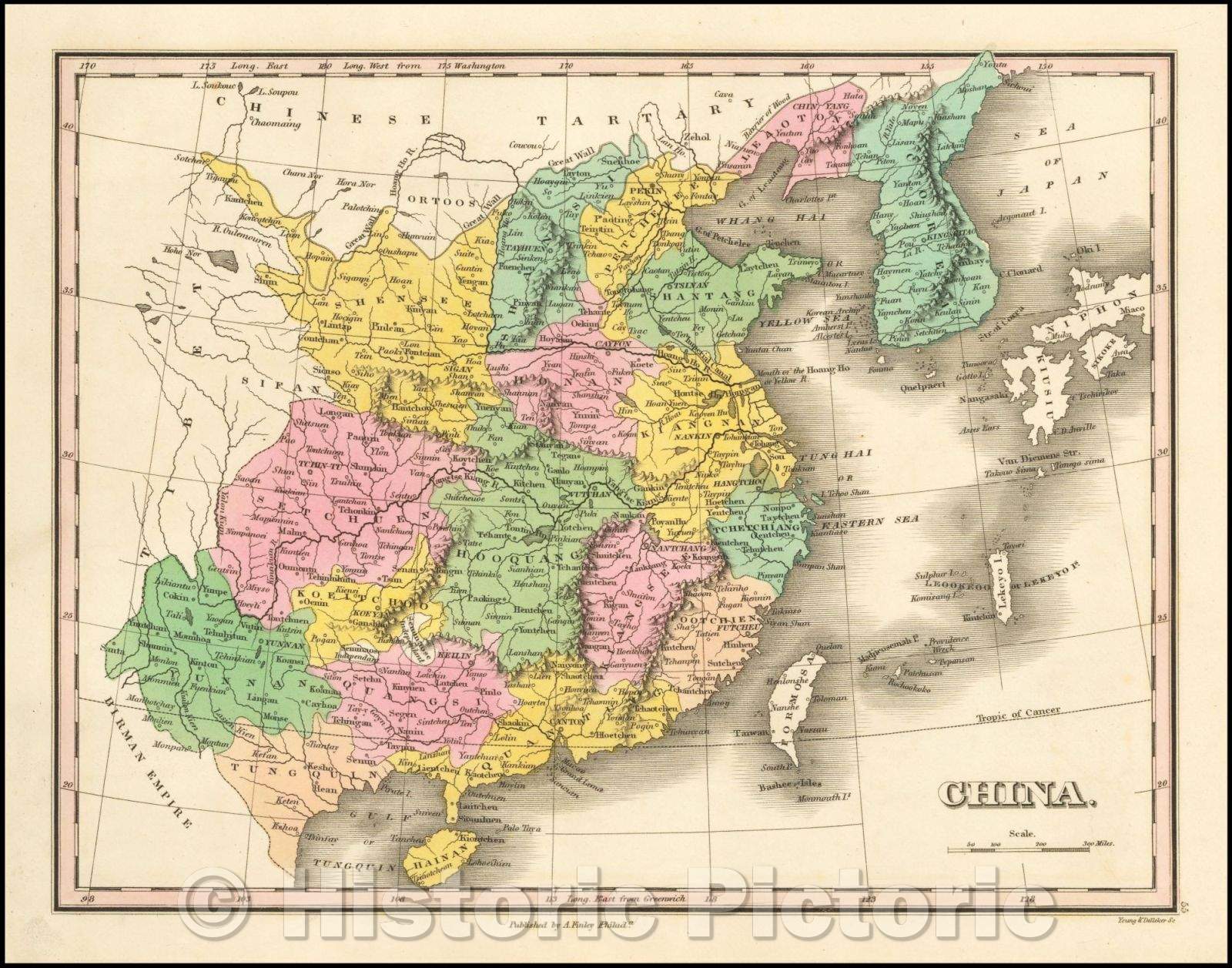 Historic Map - China, 1824, Anthony Finley - Vintage Wall Art