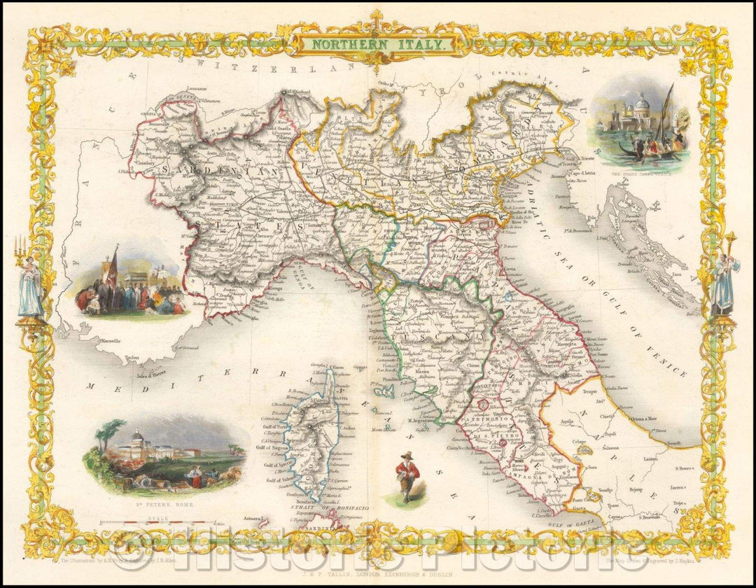 Historic Map - Northern Italy, 1851, John Tallis v1