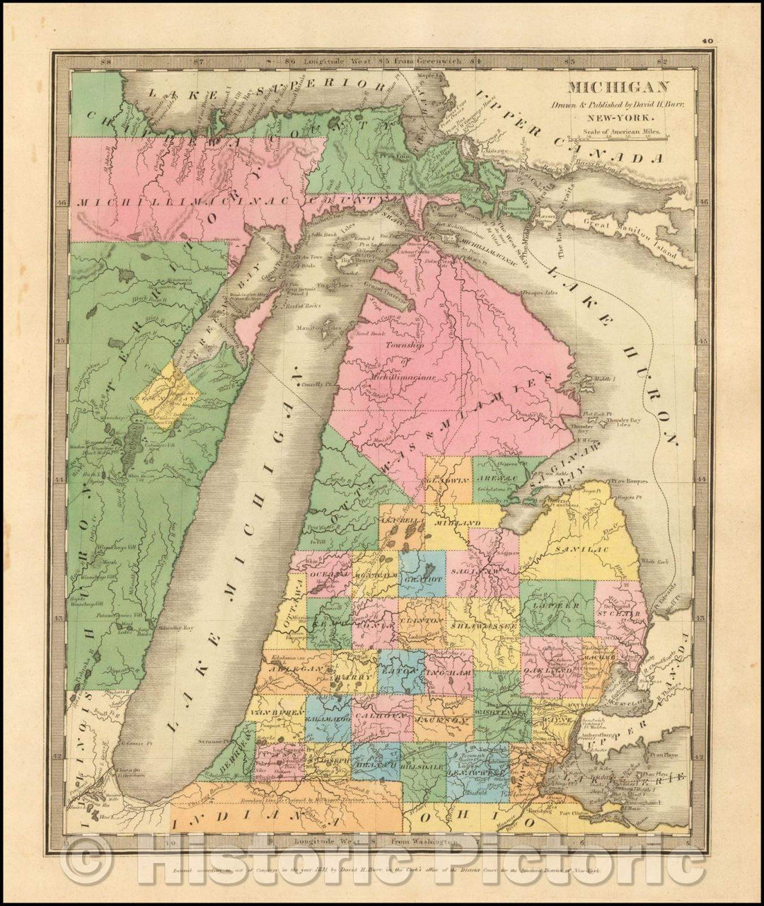 Historic Map - Michigan, 1834, David Hugh Burr v1