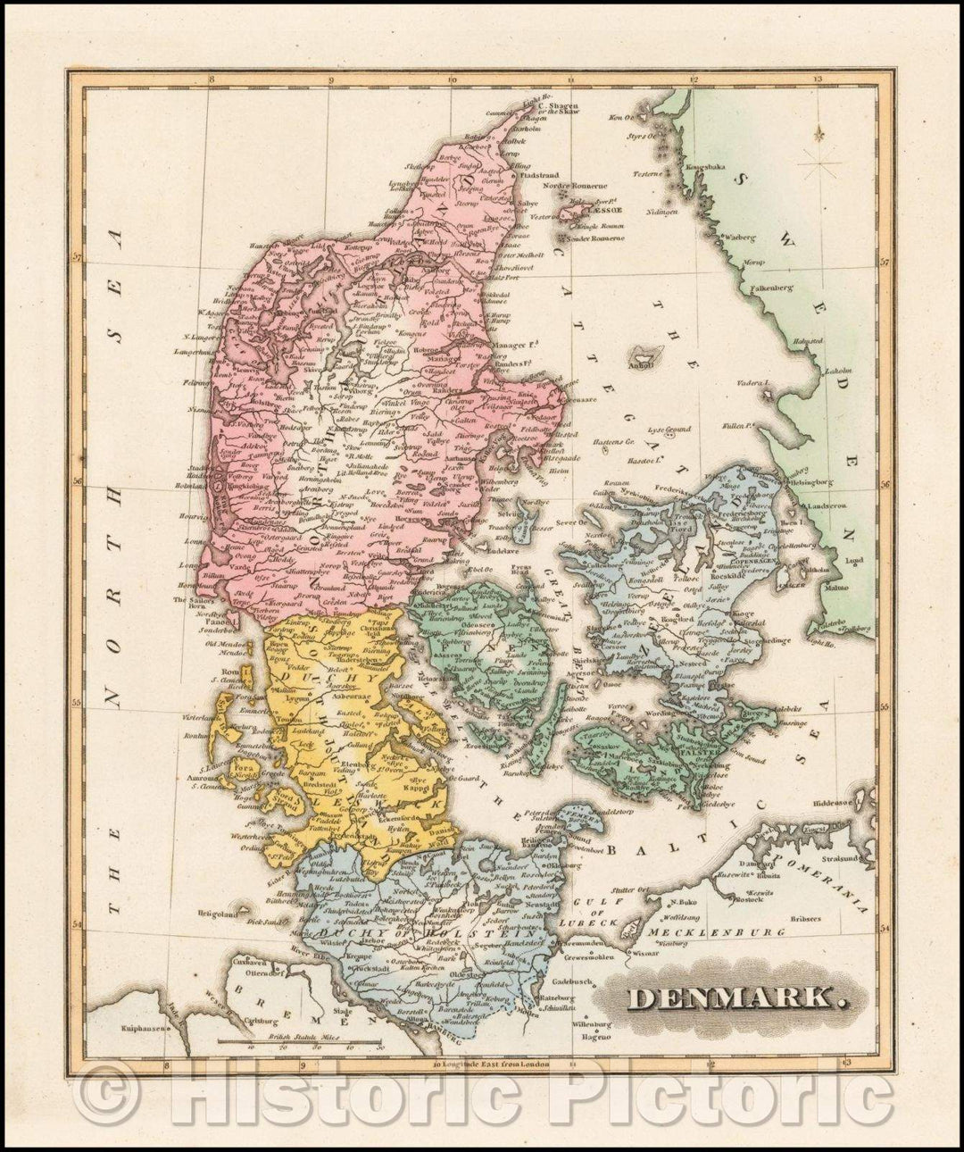 Historic Map - Denmark, 1823, Fielding Lucas Jr. v1