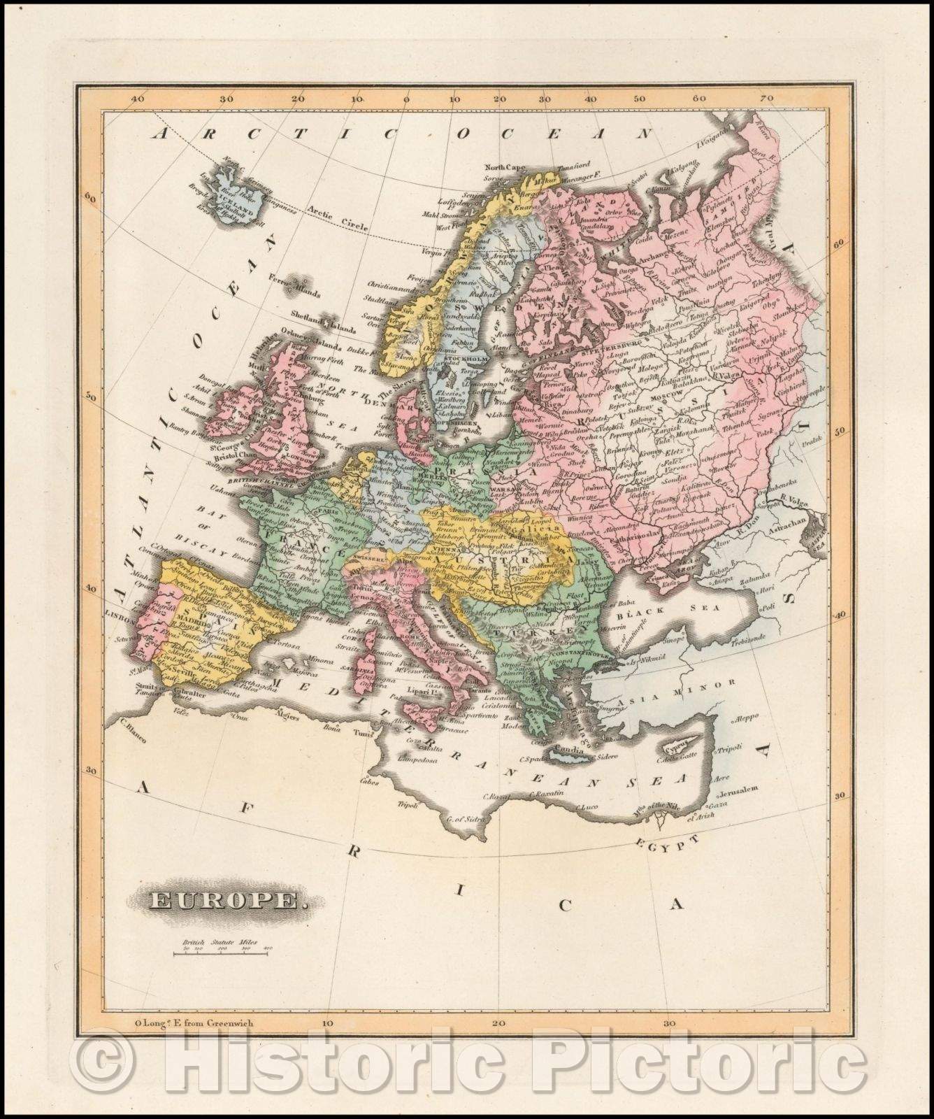 Historic Map - Europe, 1823, Fielding Lucas Jr. v1