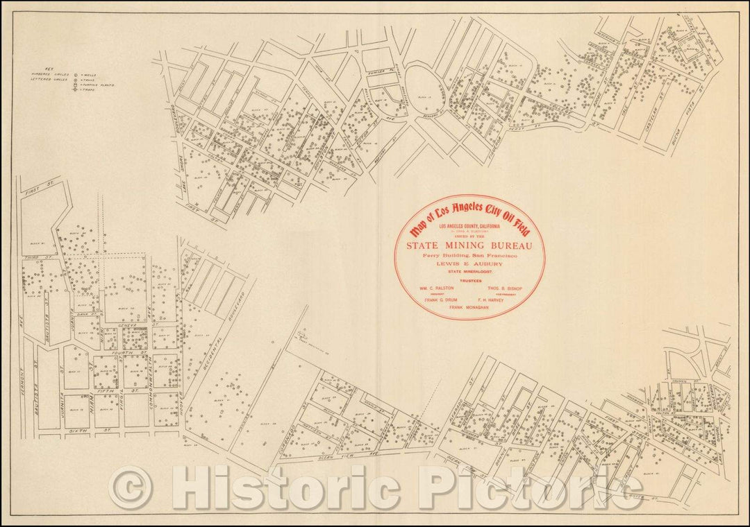 Historic Map - Map of Los Angeles City Oil Field, 1905, California State Mining Bureau - Vintage Wall Art