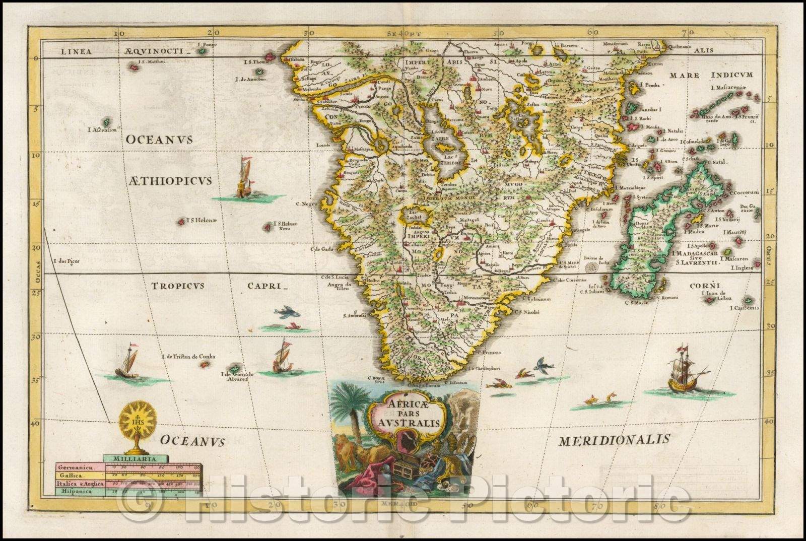 Historic Map - Africa Pars Australis, 1699, Heinrich Scherer - Vintage Wall Art