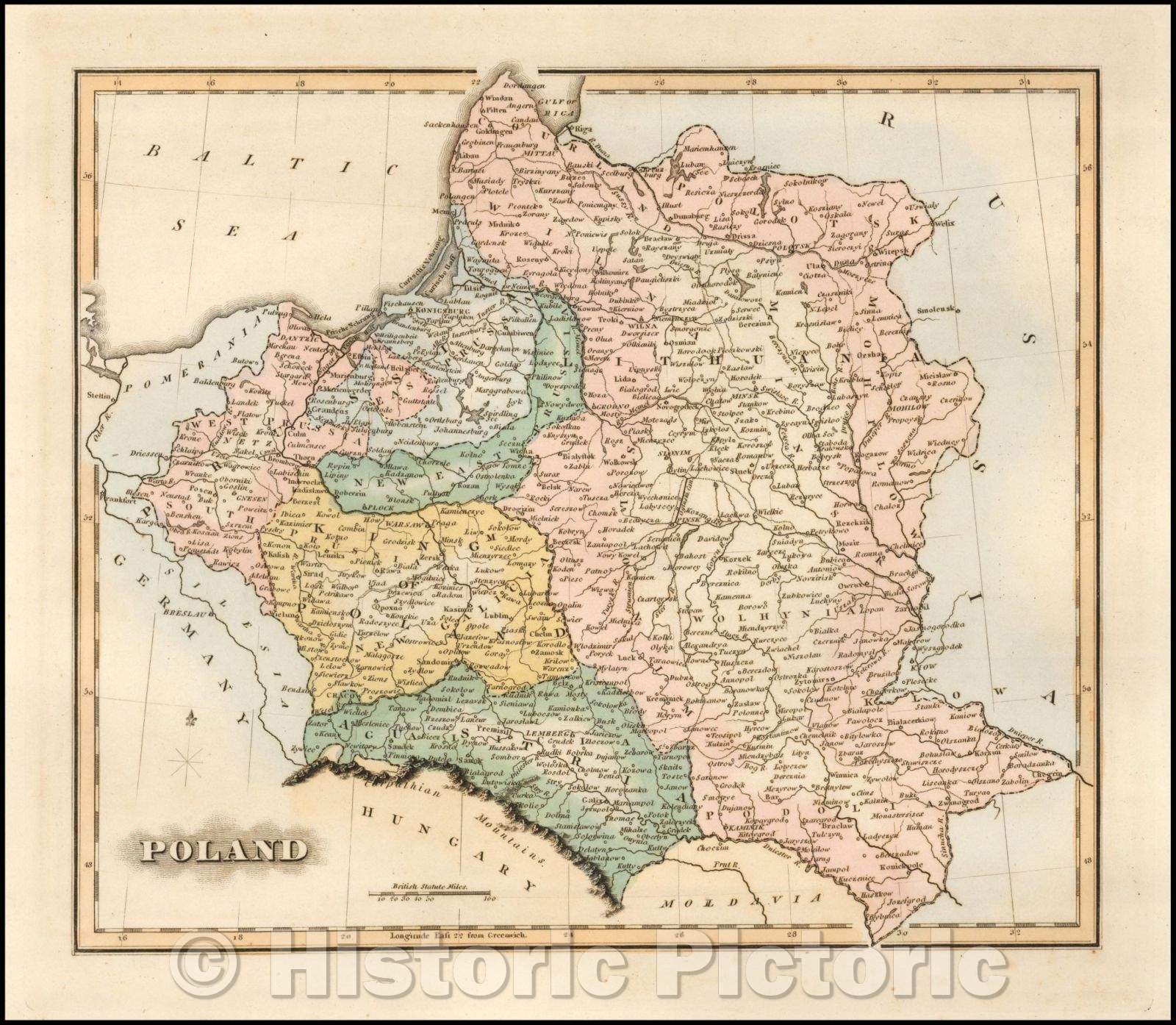 Historic Map - Poland, 1823, Fielding Lucas Jr. v1