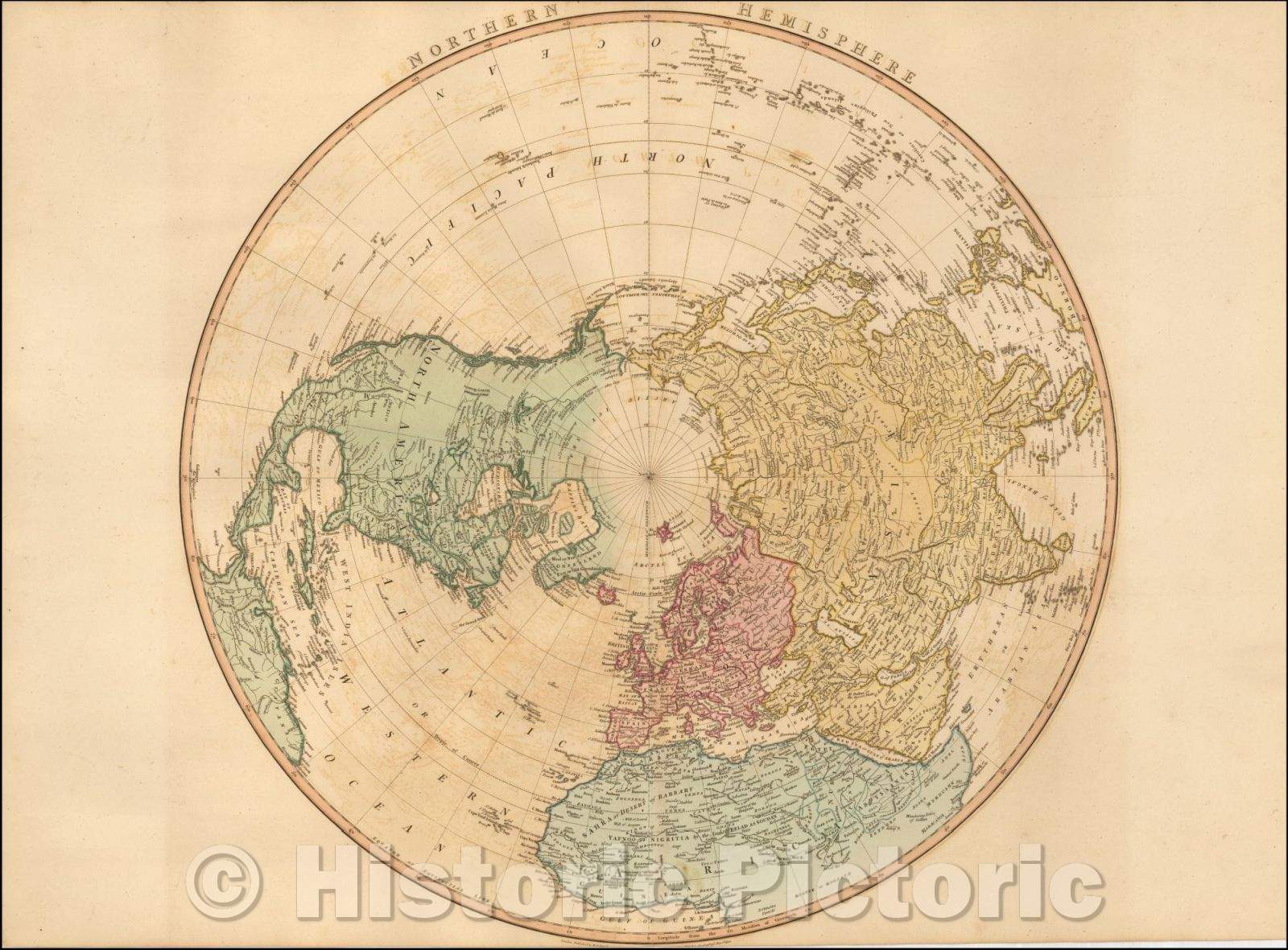 Historic Map - Northern Hemisphere, 1802, William Faden - Vintage Wall Art